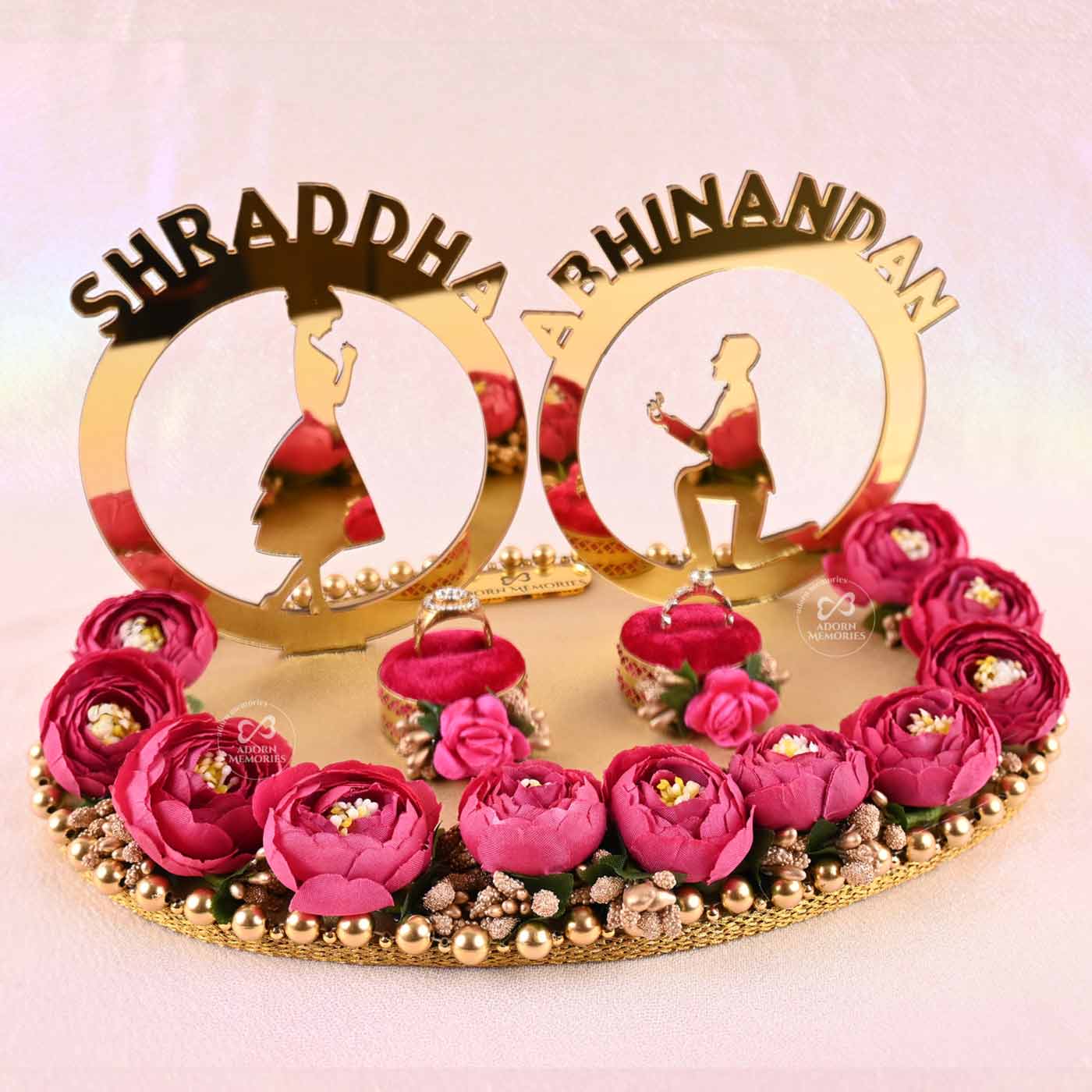 Buy GRABCHOICE Personalized Engagement Ring Platter with Name | Wedding  Ring Platter | Decorative Tray | Marriage Decor | Engagement Tray | Wooden  Rectangle Maroon Tray 1pc Online at Low Prices in India - Amazon.in